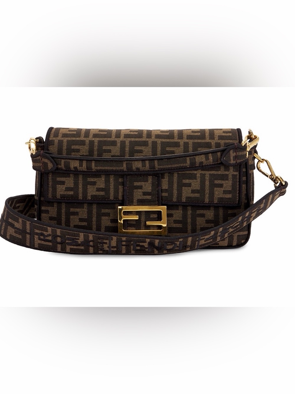 Fendi Brown Monogram Belt Bag with Gold Buckle